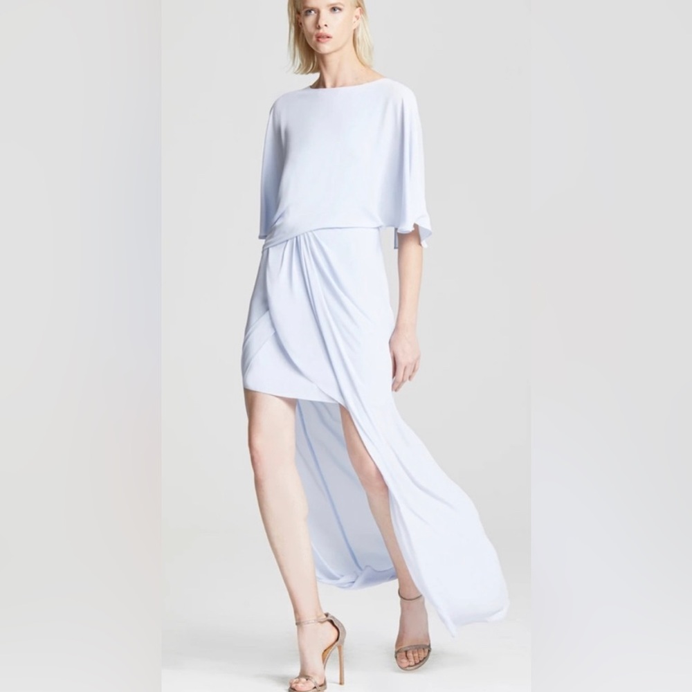 Halston Drape Back Gown in Baby Blue